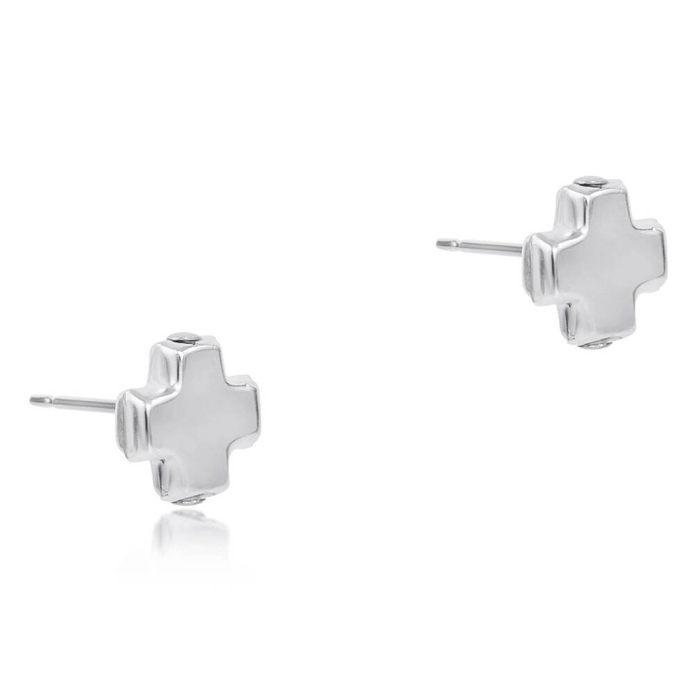 NEW ENEWTON signature cross sterling stud earring in silver